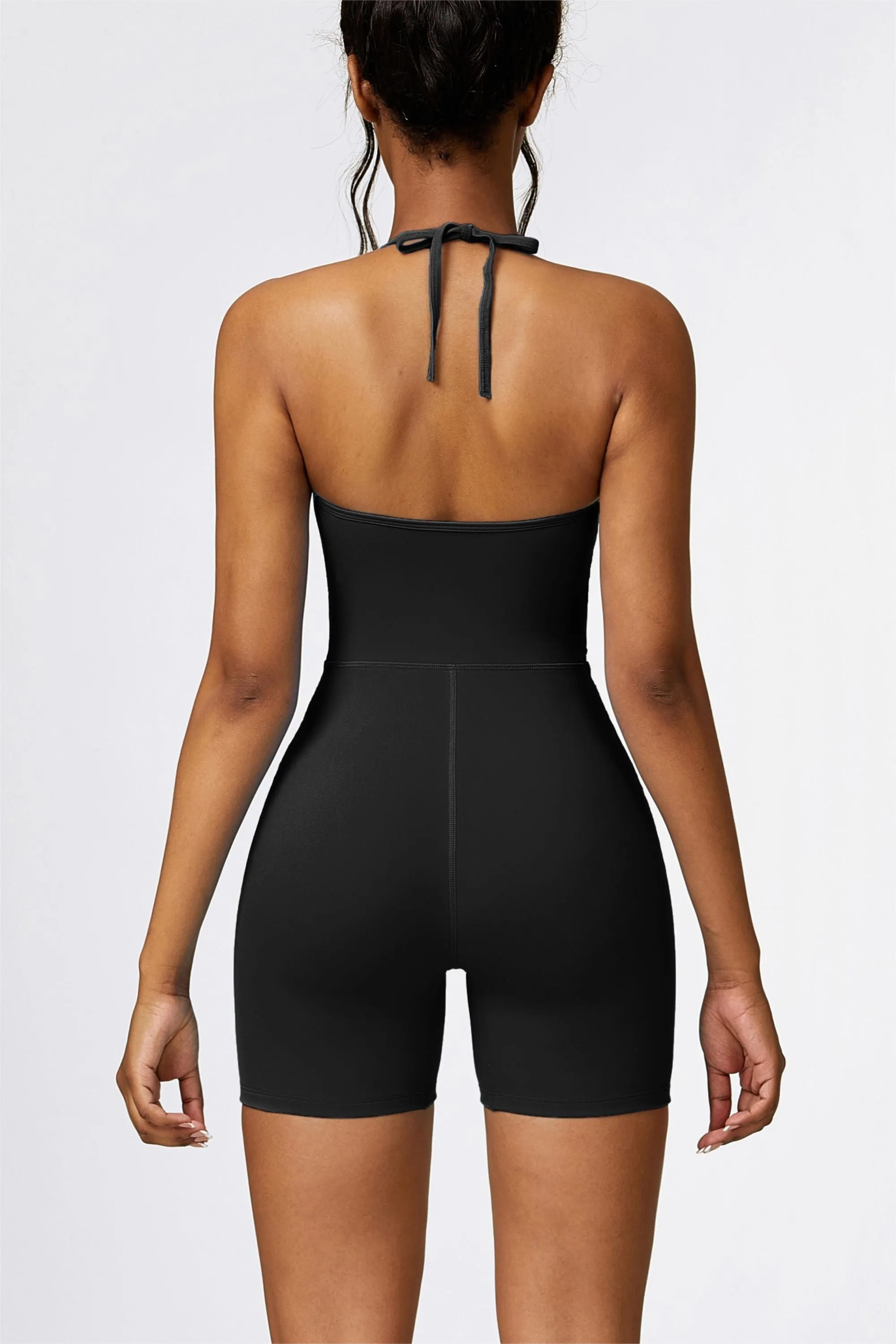 Scoop Neck Halter Short Unitard