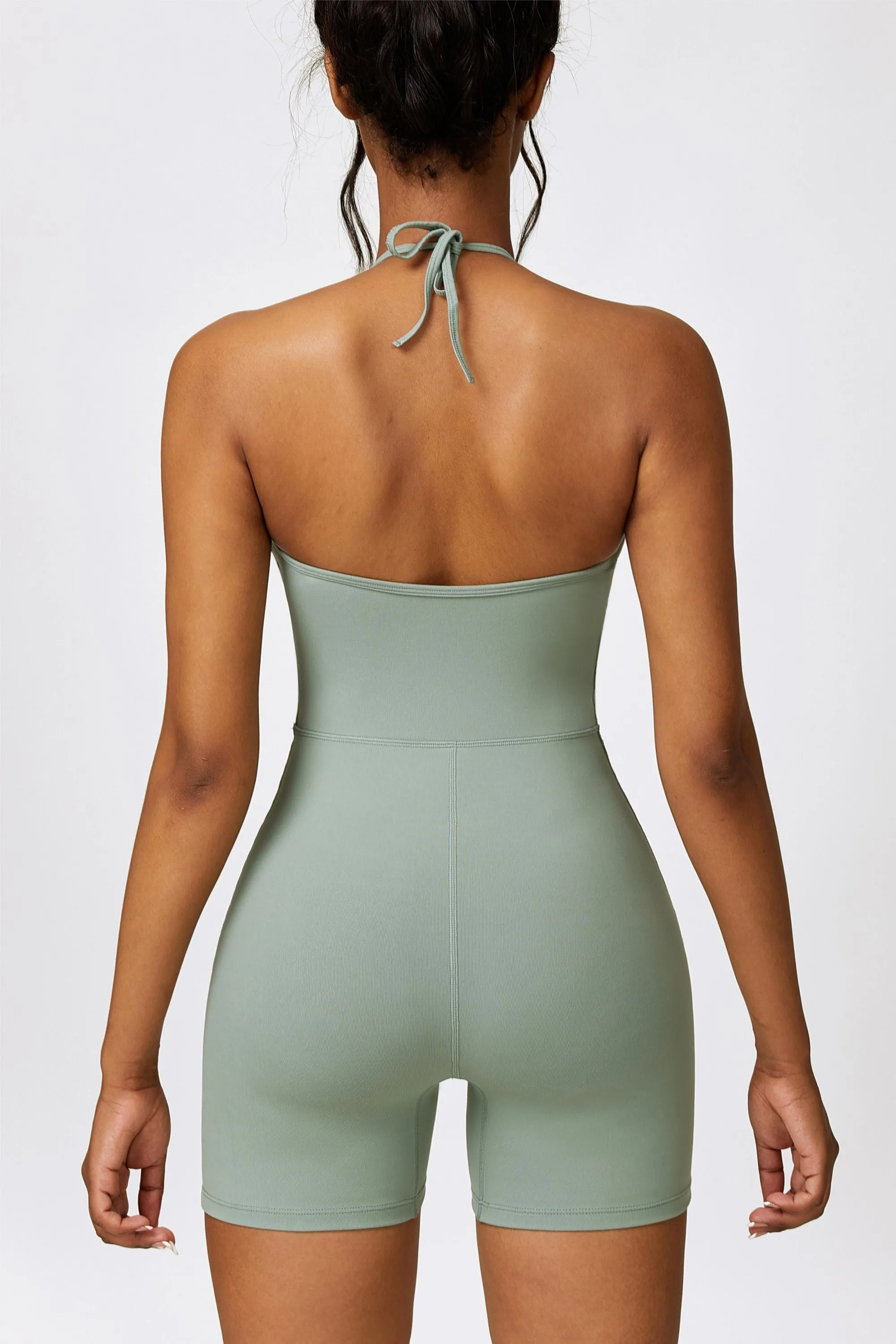 Scoop Neck Halter Short Unitard