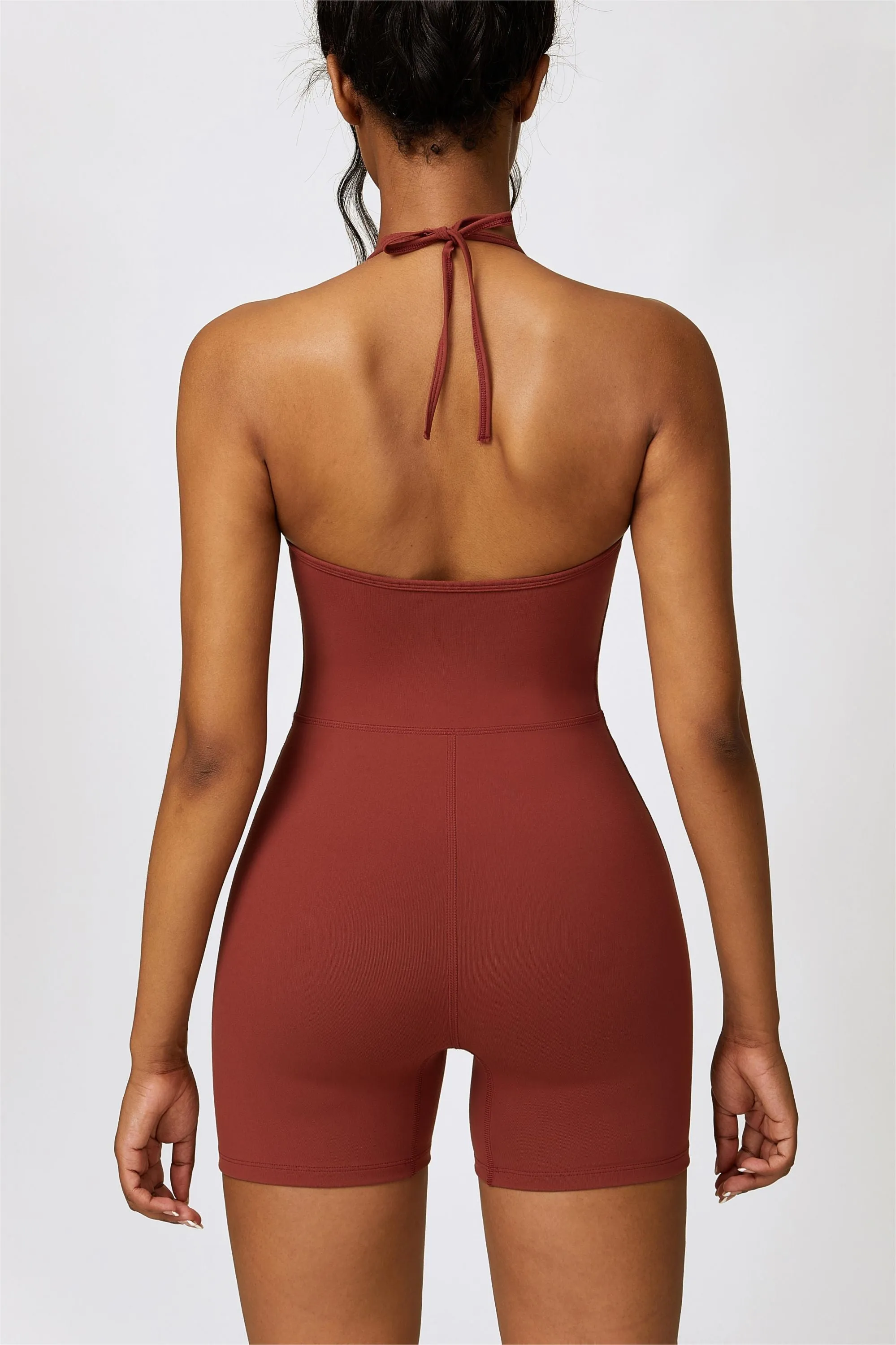 Scoop Neck Halter Short Unitard