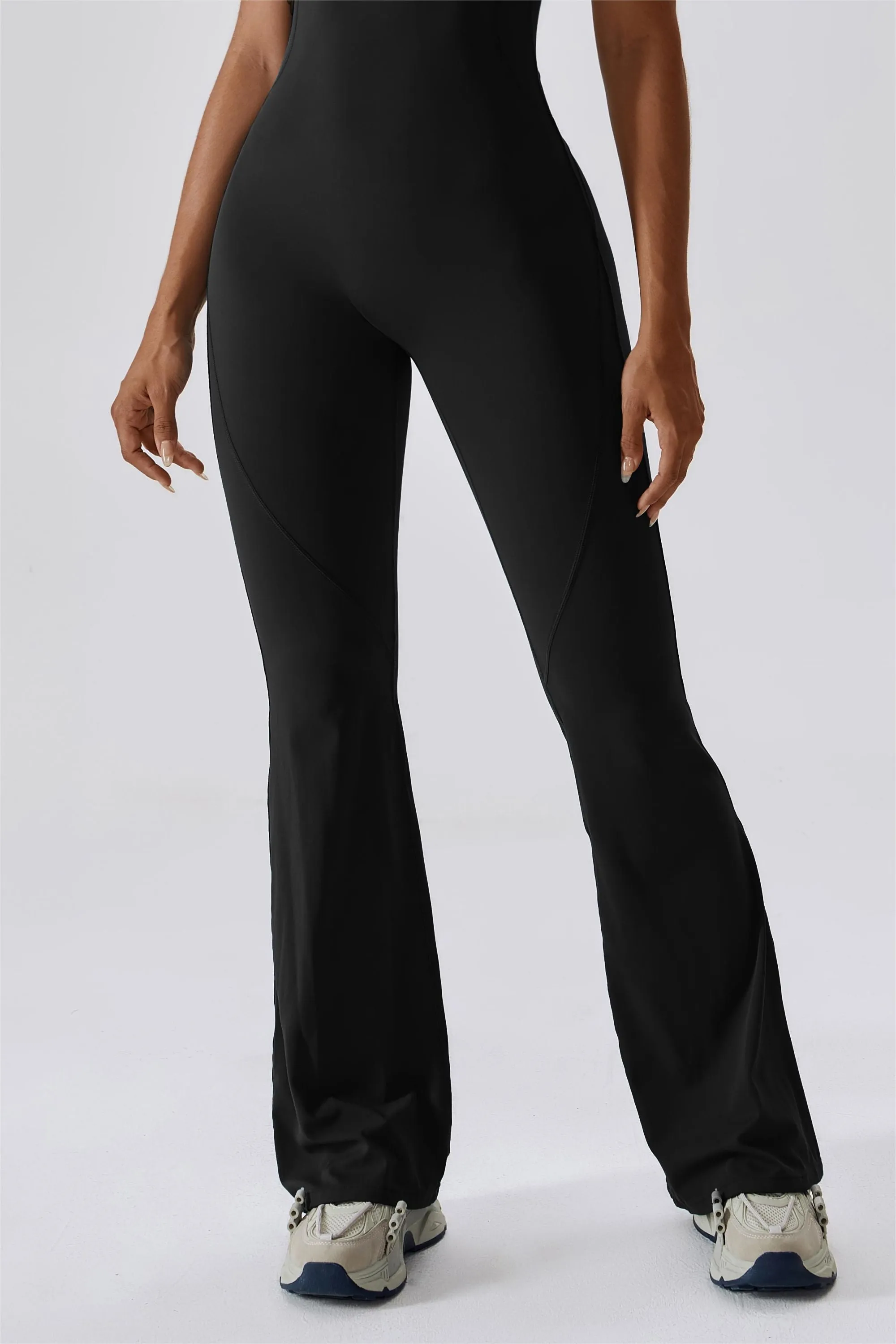 Scoop Neckline Flare Jumpsuit