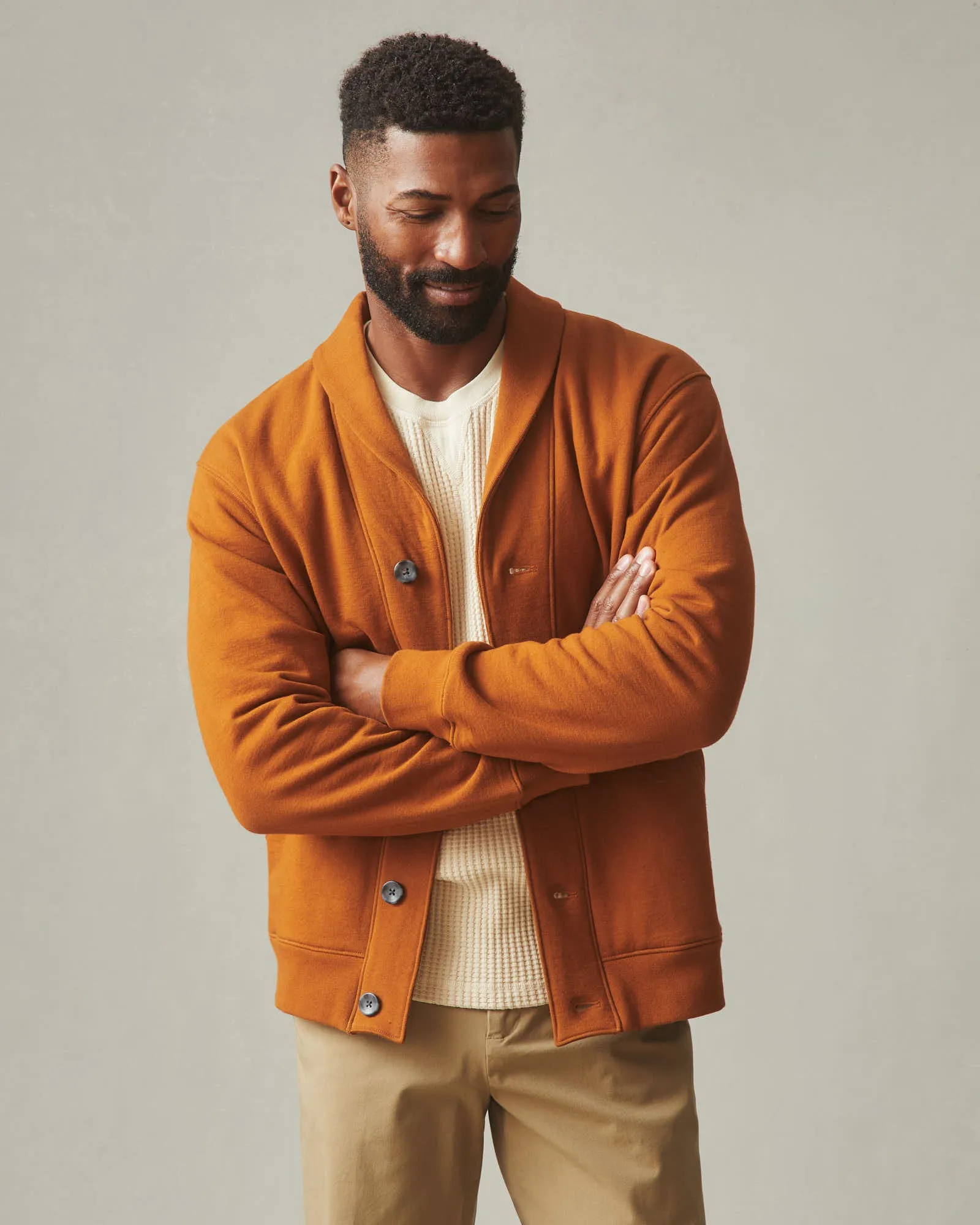 Shawl Collar Cardigan - Caramel Cafe