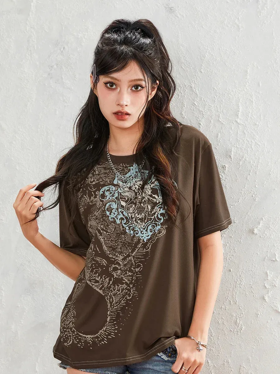 Short Sleeve Fairy Grunge Graphic Vintage Aesthetic Crop Y2K T-shirt