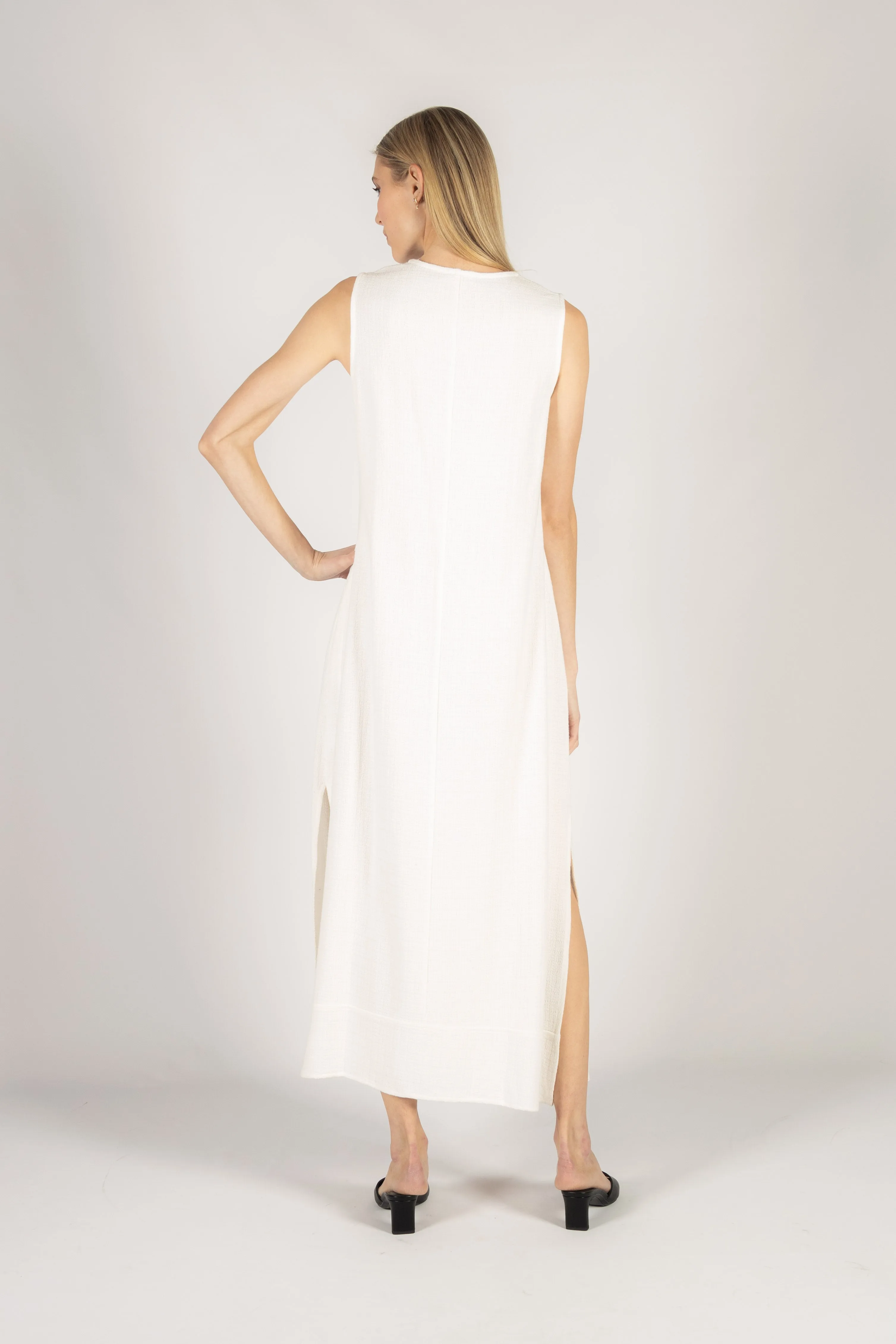 Sleeveless Linen Maxi Dress w/ Side Slits