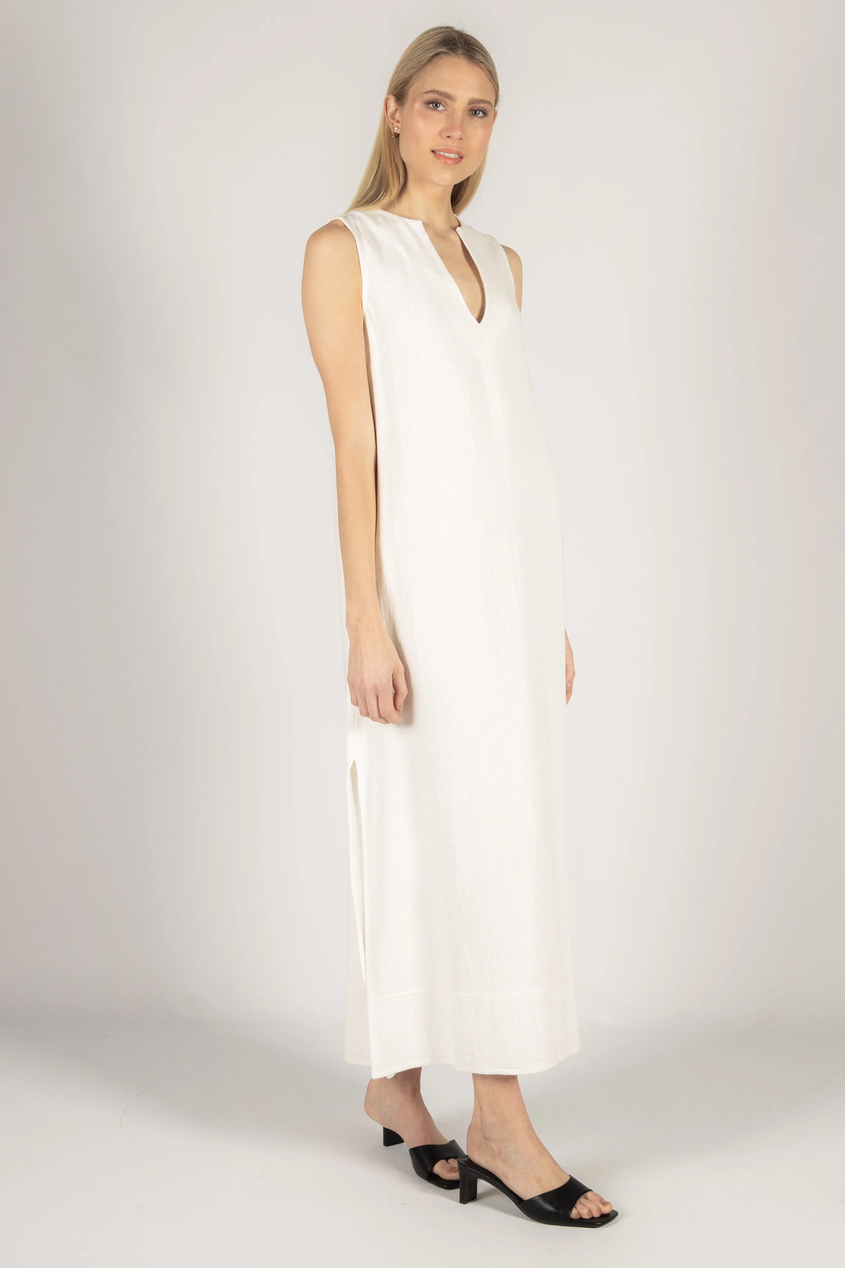 Sleeveless Linen Maxi Dress w/ Side Slits