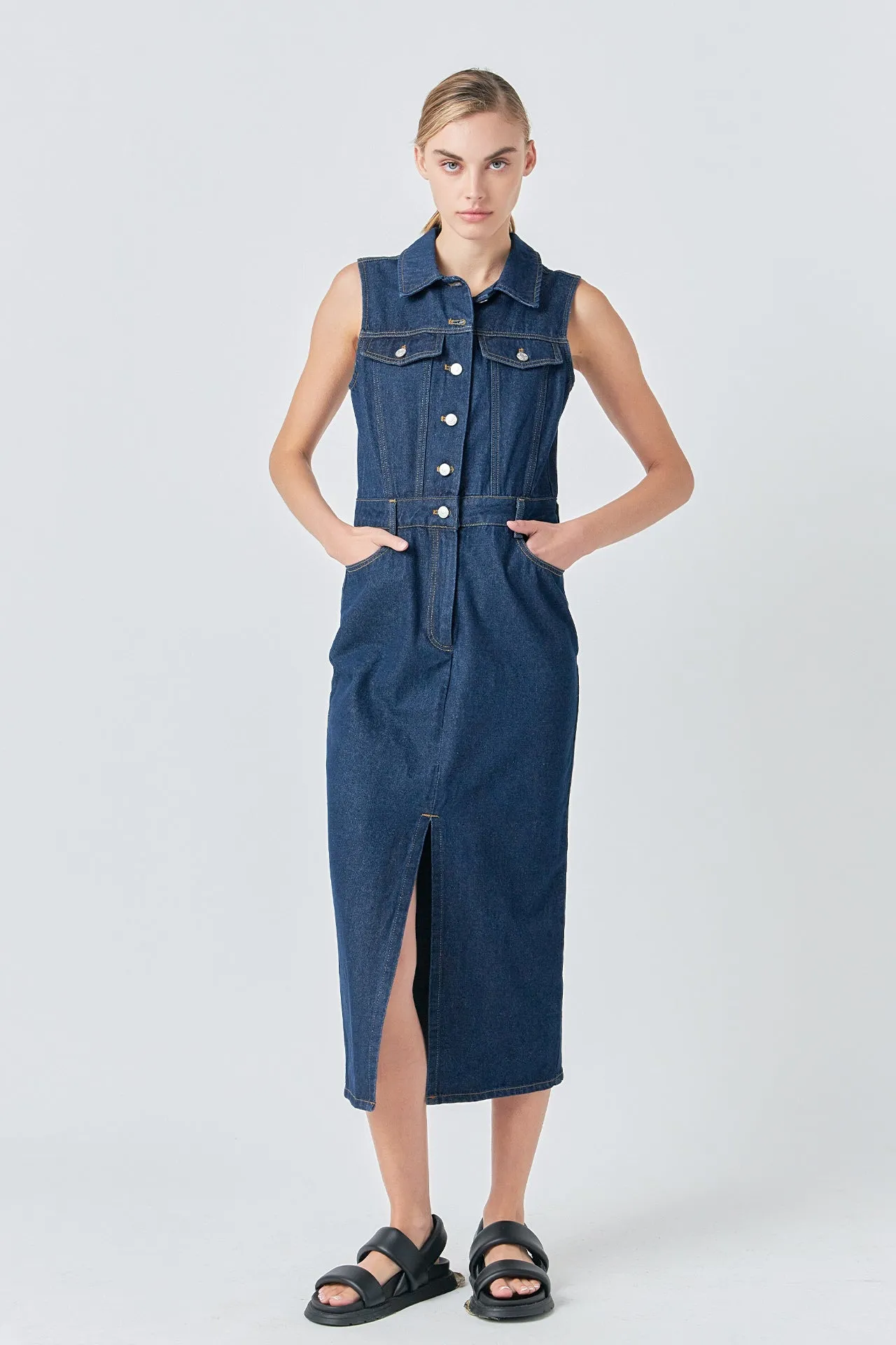 Sleeveless Maxi Denim Dress