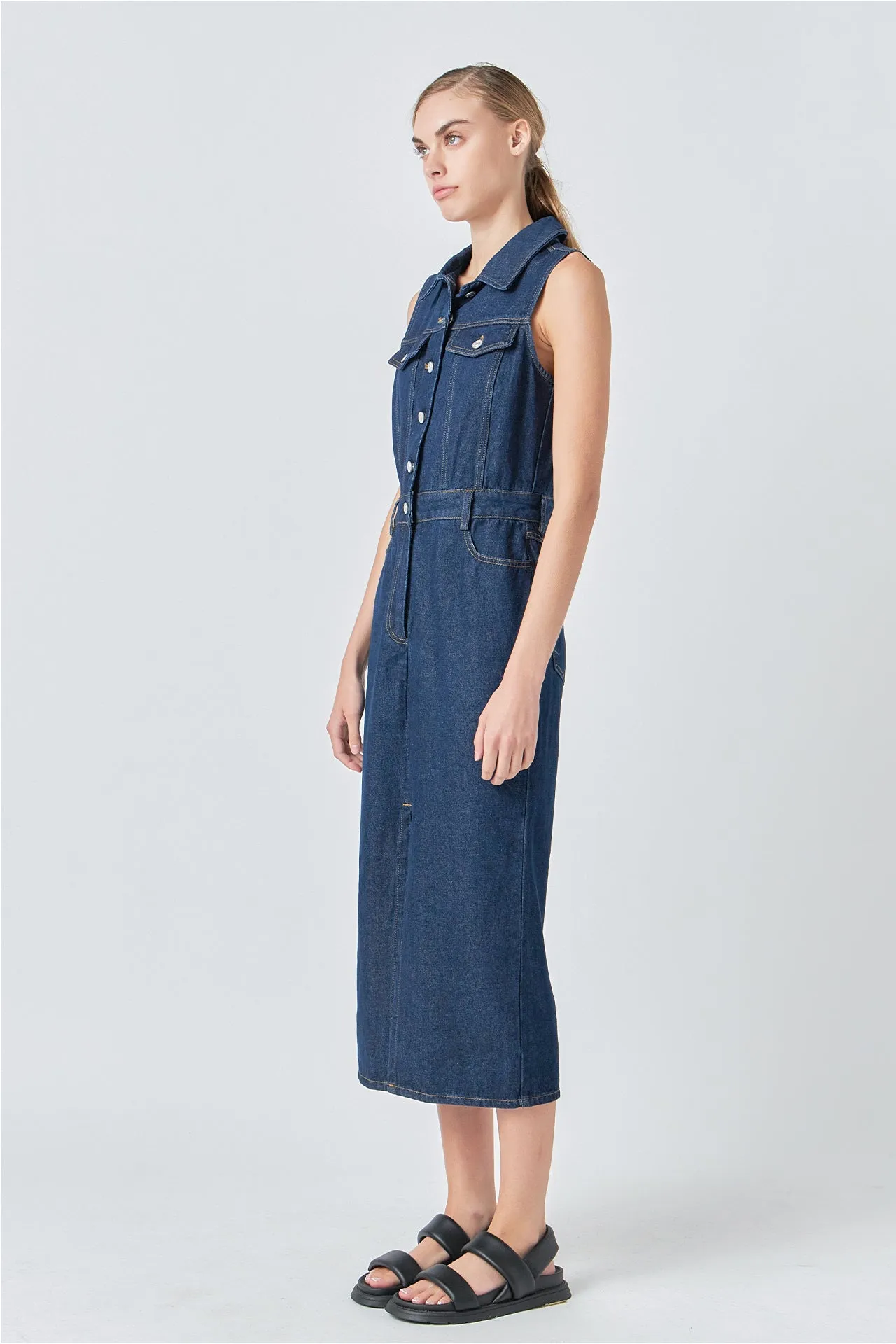 Sleeveless Maxi Denim Dress