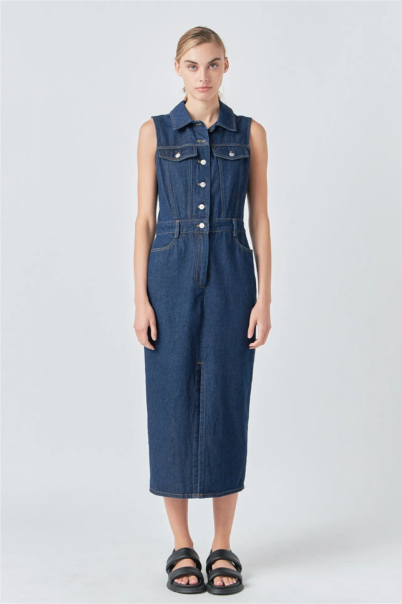 Sleeveless Maxi Denim Dress