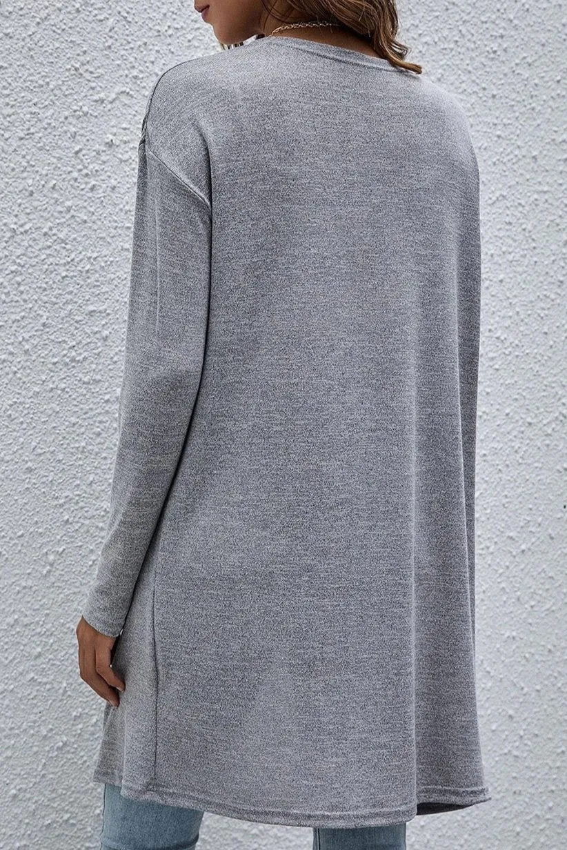 Solid Open Front Lightweight Cardigan