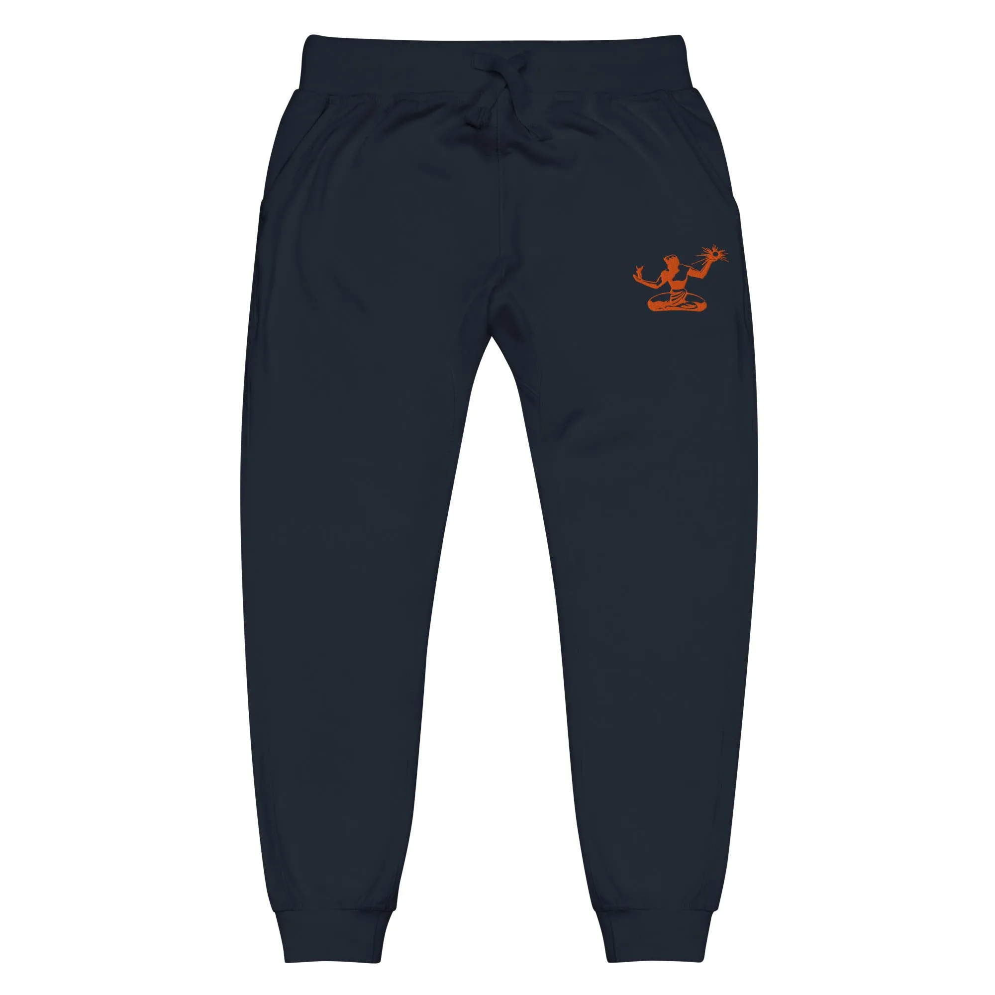 Spirit of Detroit Premium Embroidered Unisex Fleece Sweatpants - Navy / Orange