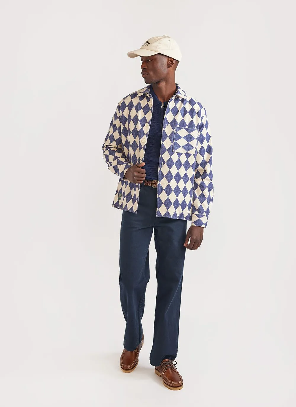 Storybook Shirt | Cotton Twill | Ecru with Blue