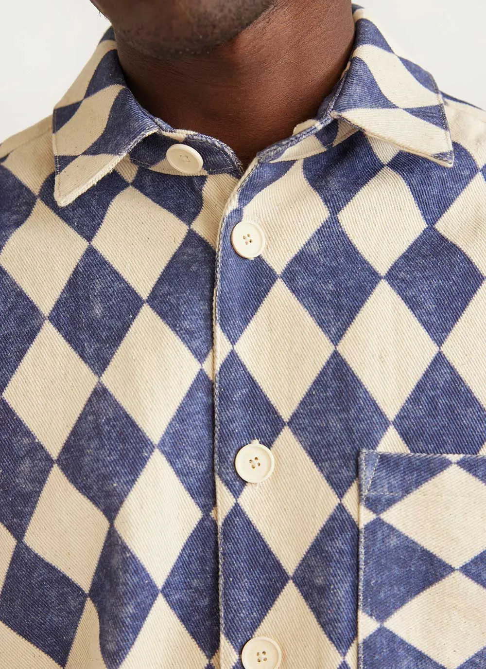 Storybook Shirt | Cotton Twill | Ecru with Blue