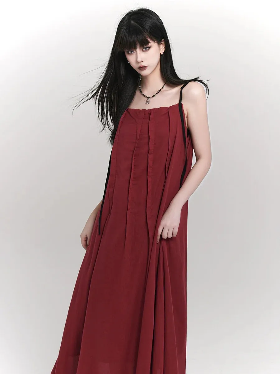 Strap Pleated Maxi Dress