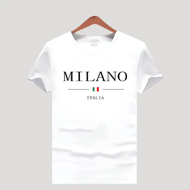 Summer Milano T-shirt Men's Short Sleeved Luxury Tees Clothing Pure Cotton Soft