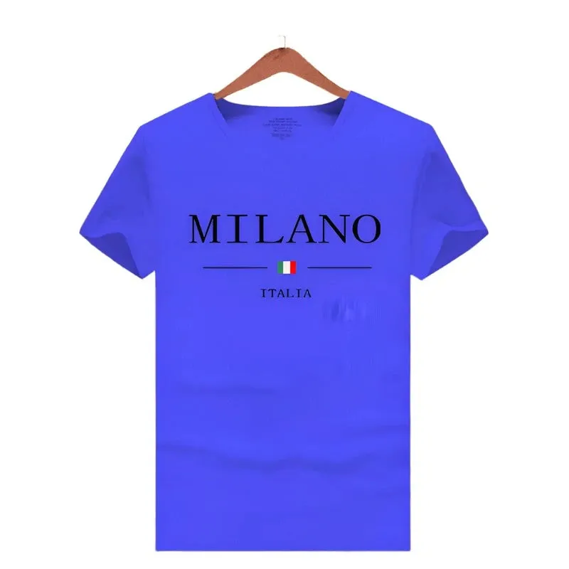 Summer Milano T-shirt Men's Short Sleeved Luxury Tees Clothing Pure Cotton Soft