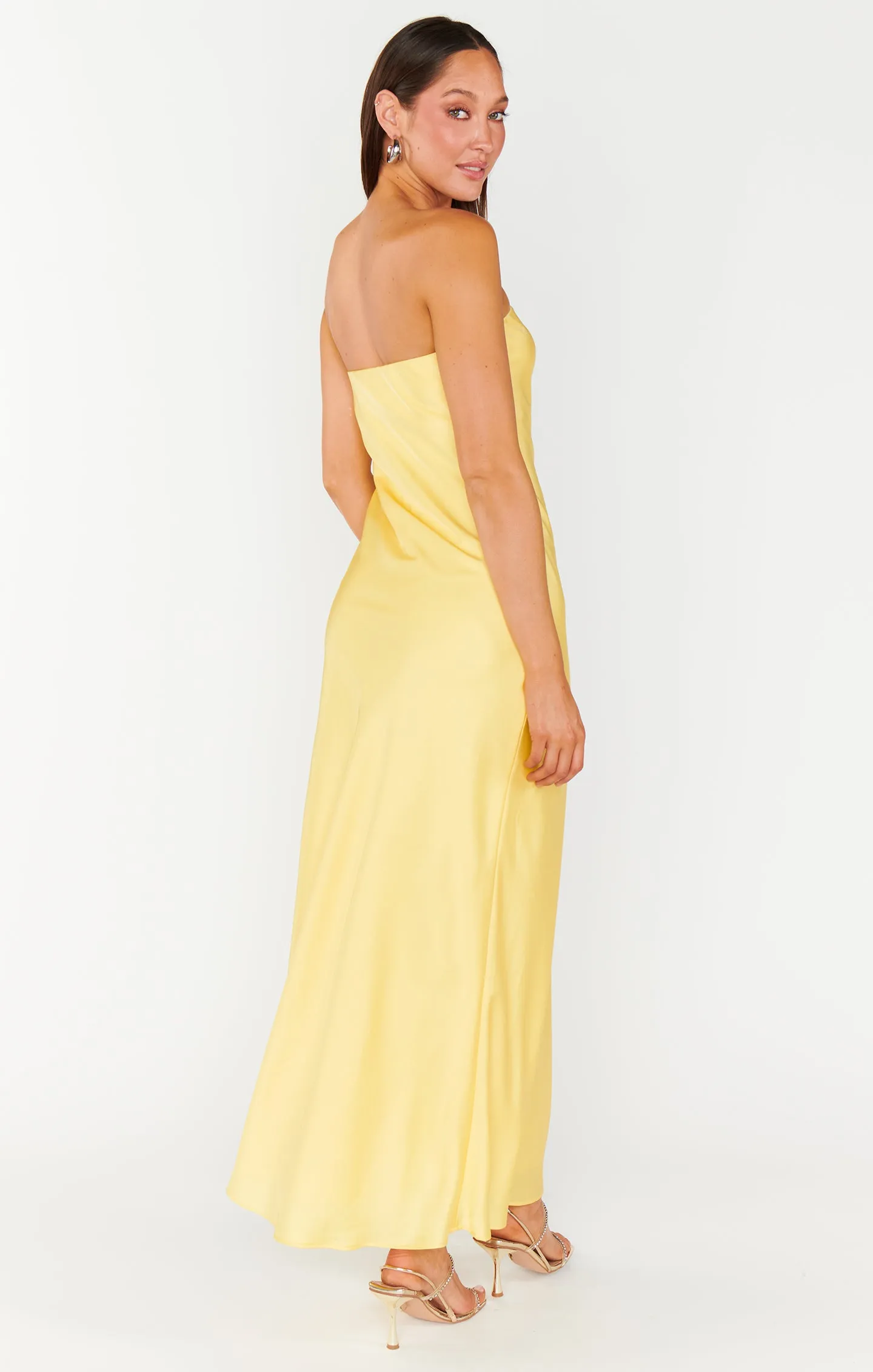 Taylor Tube Dress ~ Yellow Luxe Satin