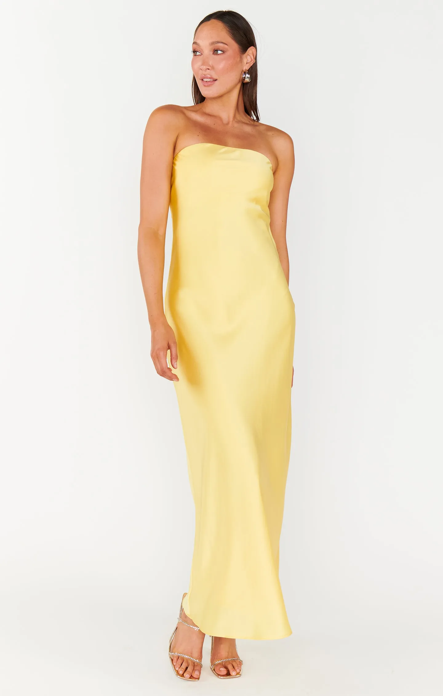 Taylor Tube Dress ~ Yellow Luxe Satin