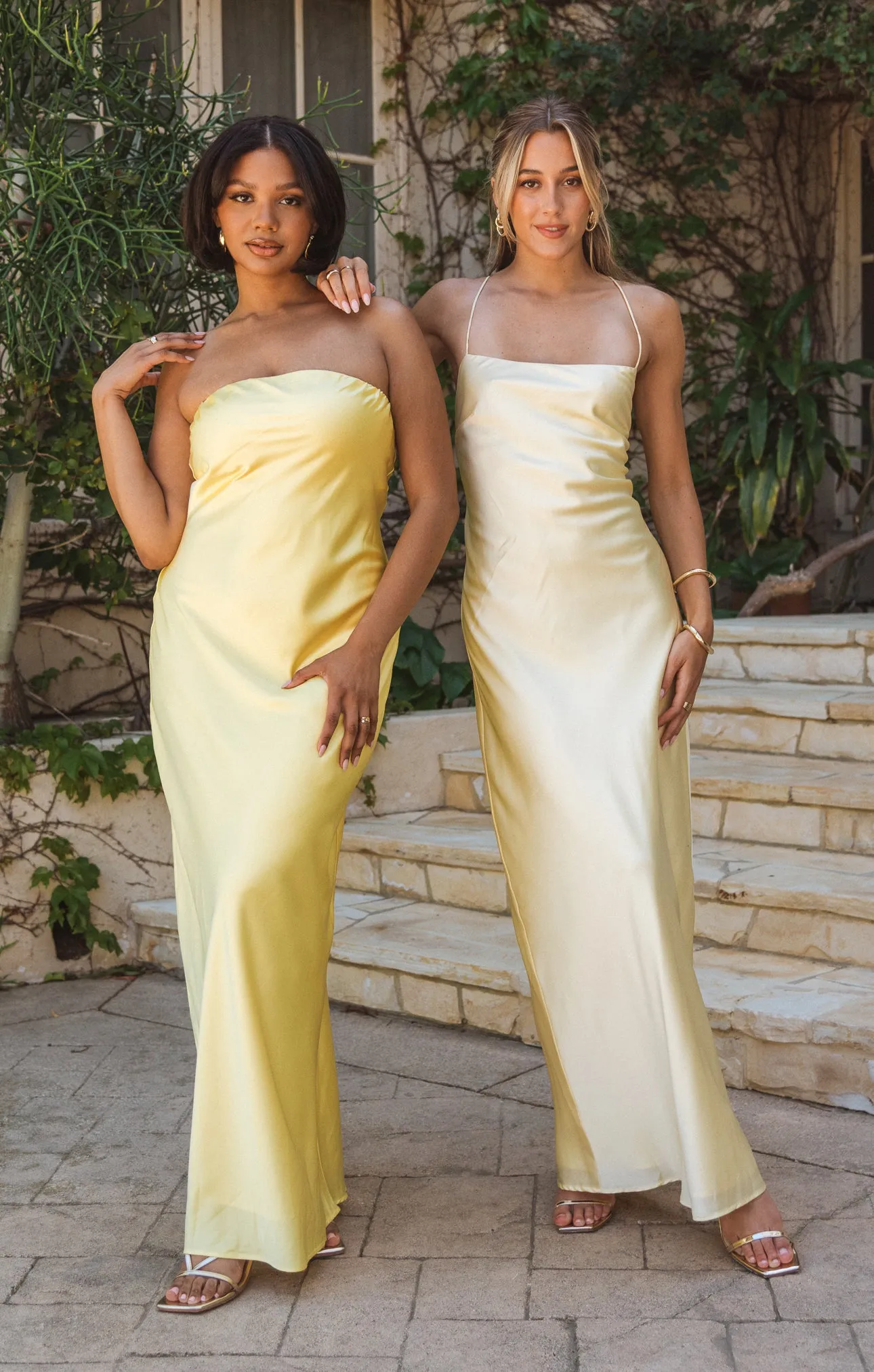 Taylor Tube Dress ~ Yellow Luxe Satin