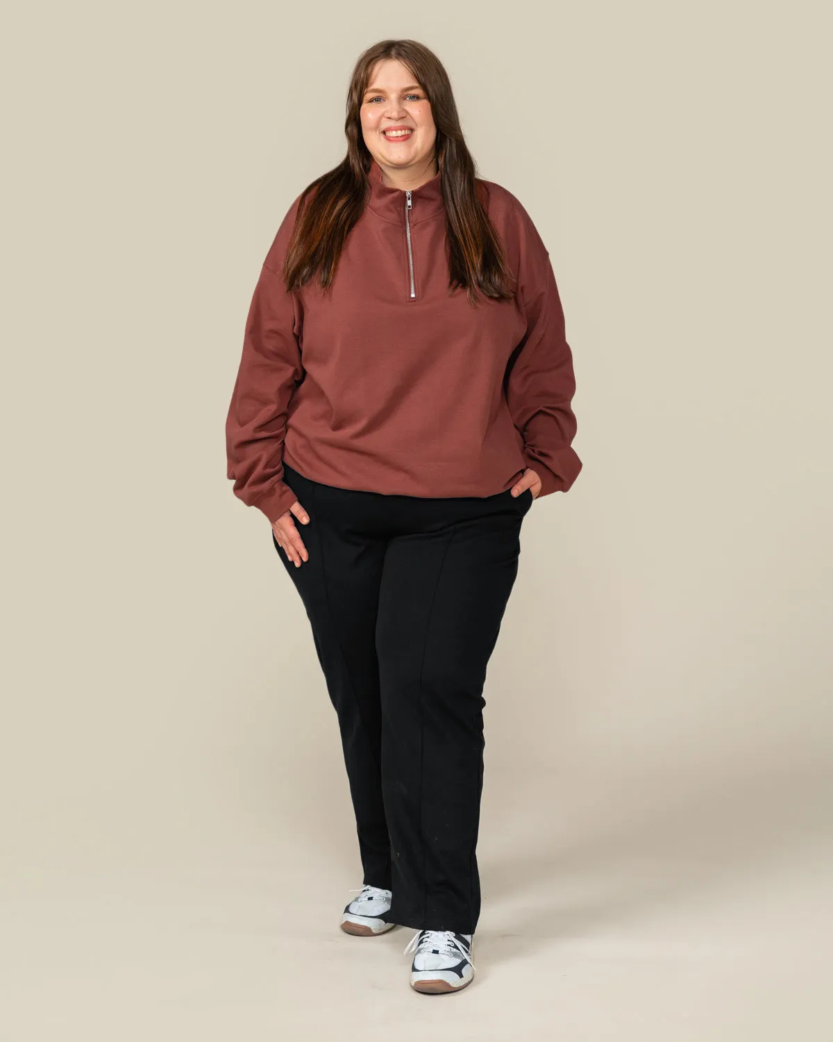 Toive Half-Zip Sweater Reddish-Brown