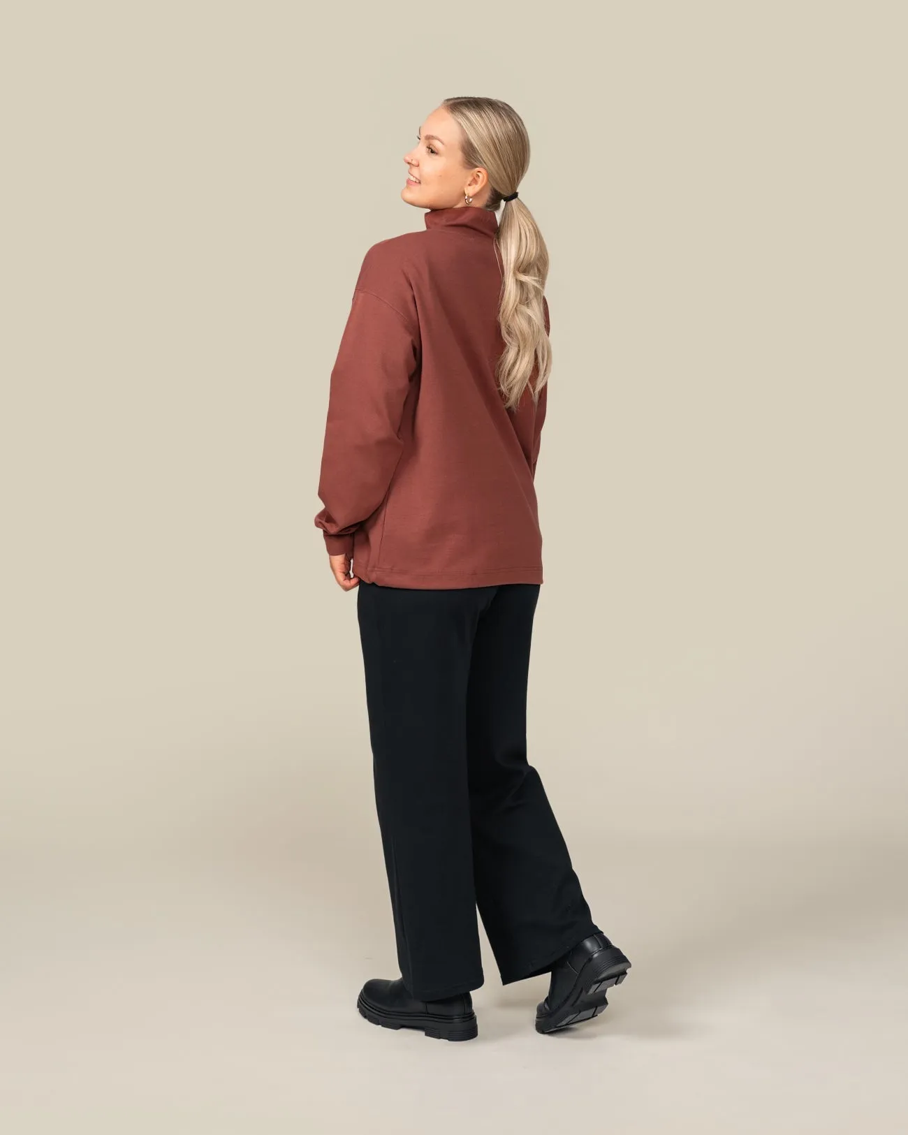 Toive Half-Zip Sweater Reddish-Brown