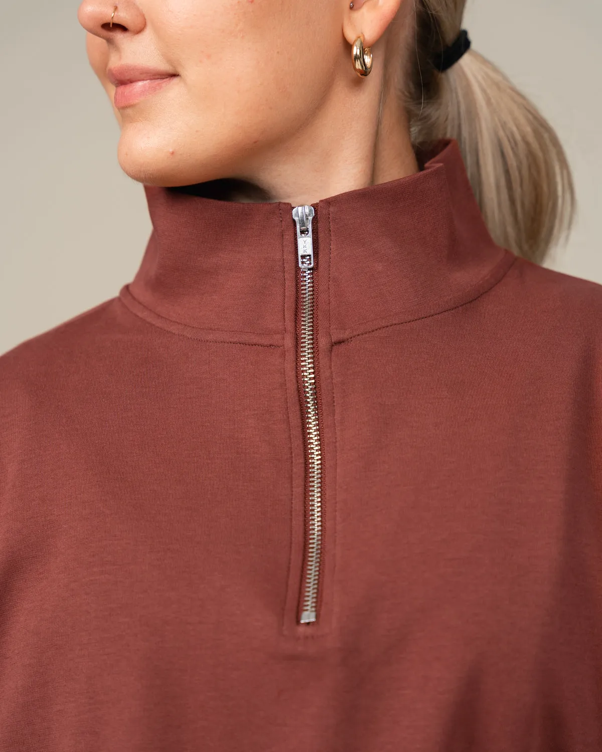 Toive Half-Zip Sweater Reddish-Brown