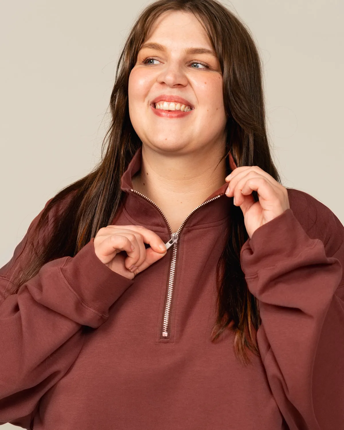 Toive Half-Zip Sweater Reddish-Brown