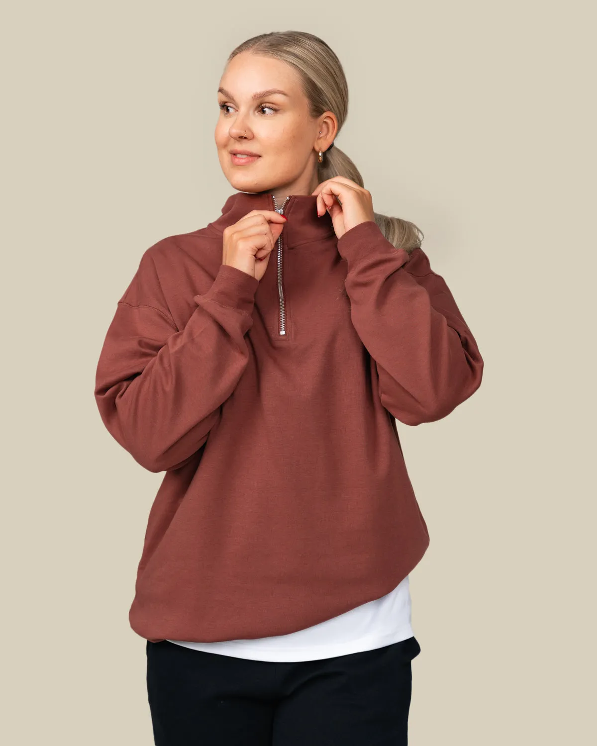 Toive Half-Zip Sweater Reddish-Brown