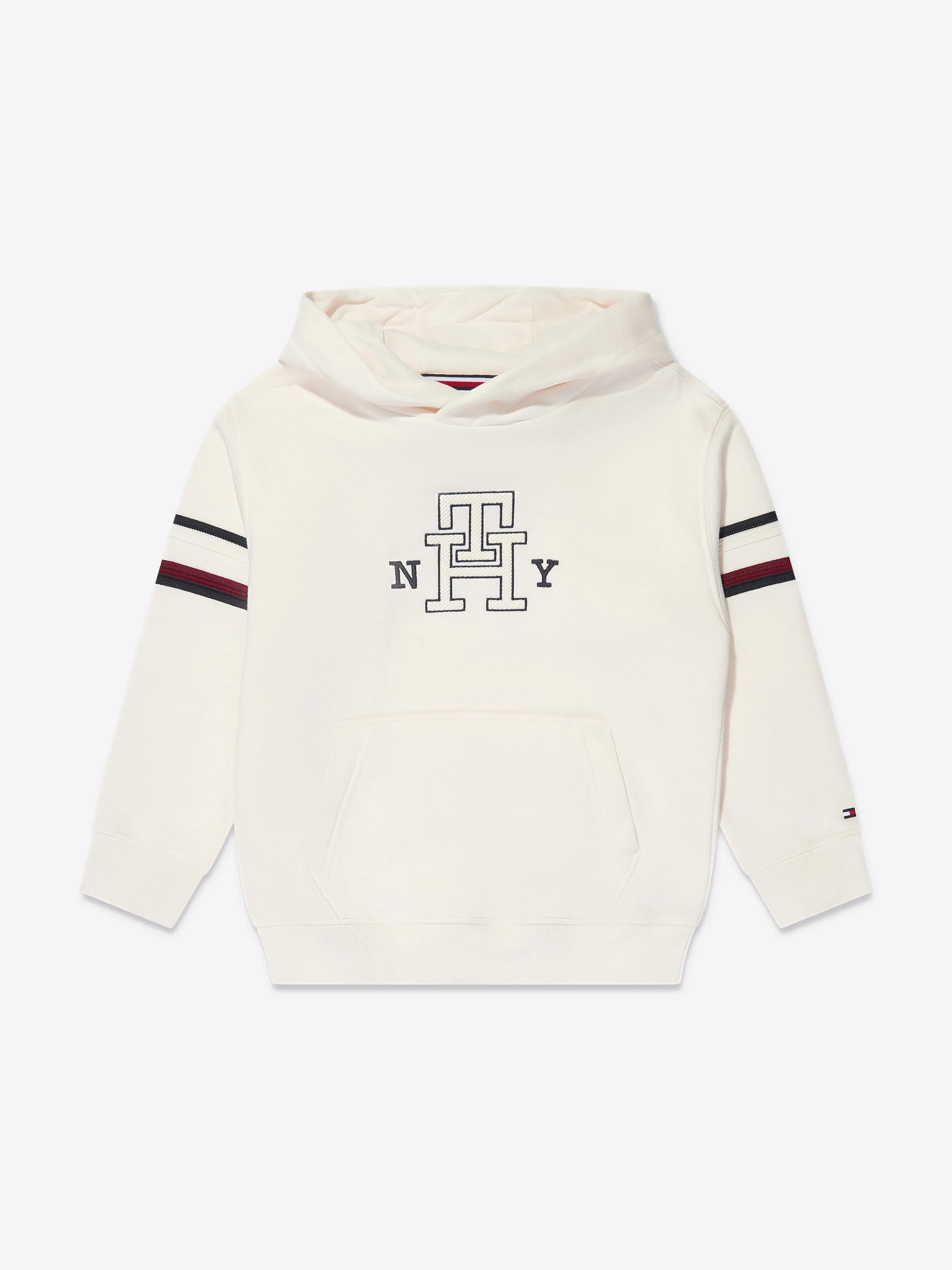 Tommy Hilfiger Boys Global Stripe Monogram Hoodie in White