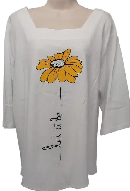 Top Pullover-Let it Be Sunflower-White-Women's