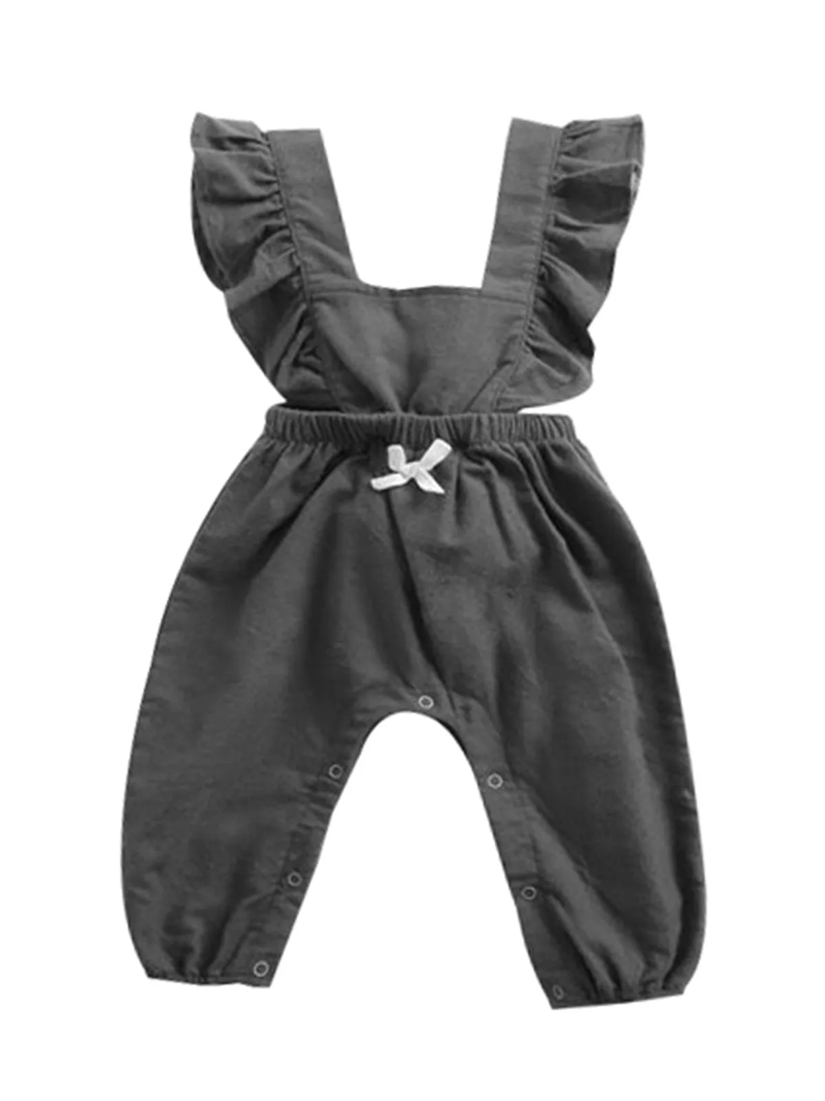 Trendy Baby Girls Suspender Solid Color Long Sleeve Jumpsuit