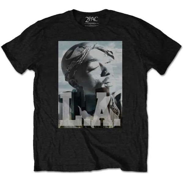 Tupac Shakur Kids Black T-Shirt - 2Pac L.A. Skyline