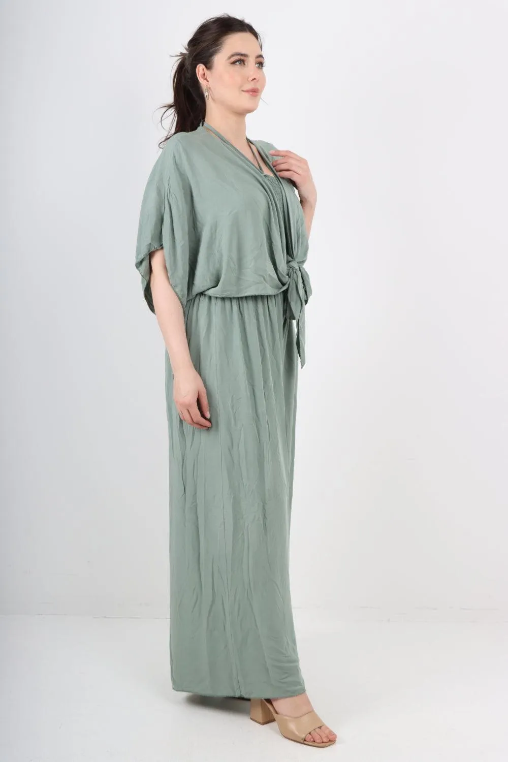 Two Piece Bardot Jumpsuit and Tie Waist Shrug