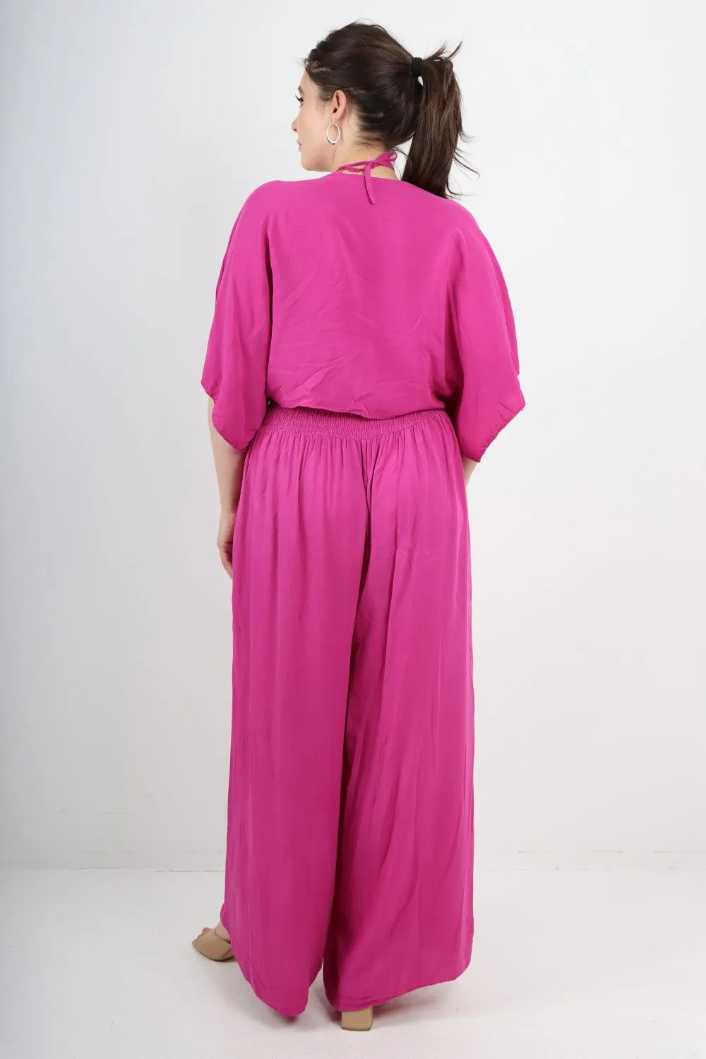 Two Piece Bardot Jumpsuit and Tie Waist Shrug