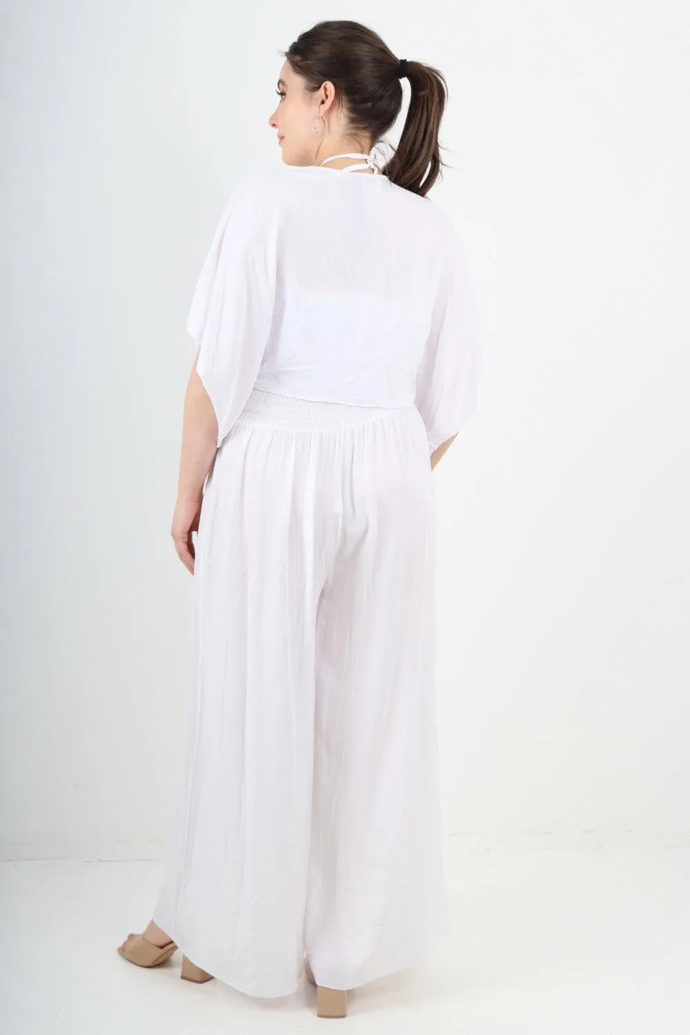 Two Piece Bardot Jumpsuit and Tie Waist Shrug