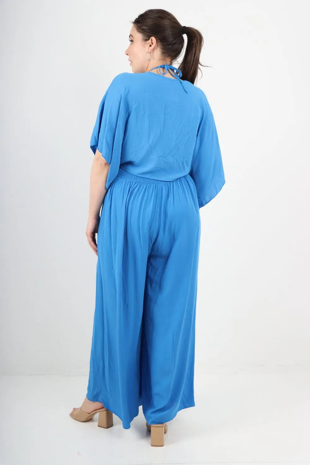 Two Piece Bardot Jumpsuit and Tie Waist Shrug