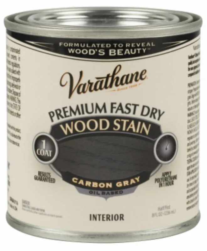 Varathane 307416 Premium Oil-Based Fast Dry Wood Stain, Carbon Gray, 1/2 Pt