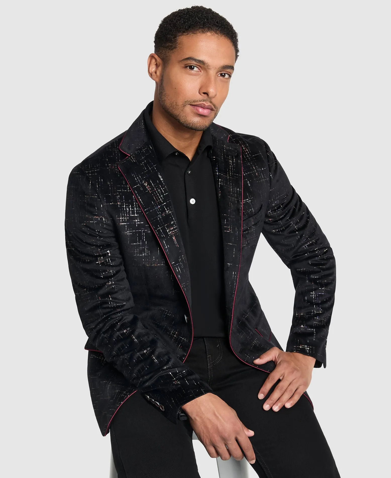 Velvet Metallic Foil Abstract Sport Coat