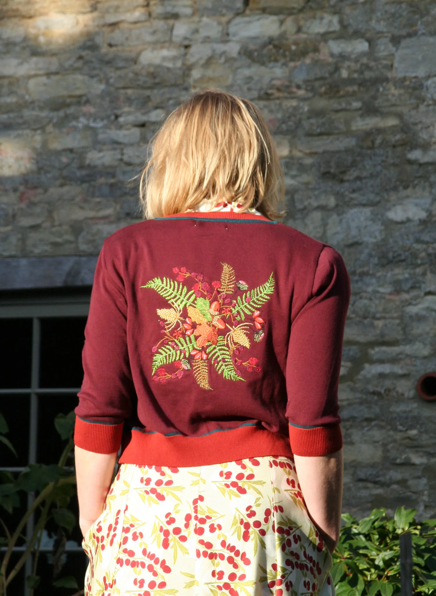 Vera Embroidered Cardigan - Plum Hedgerow