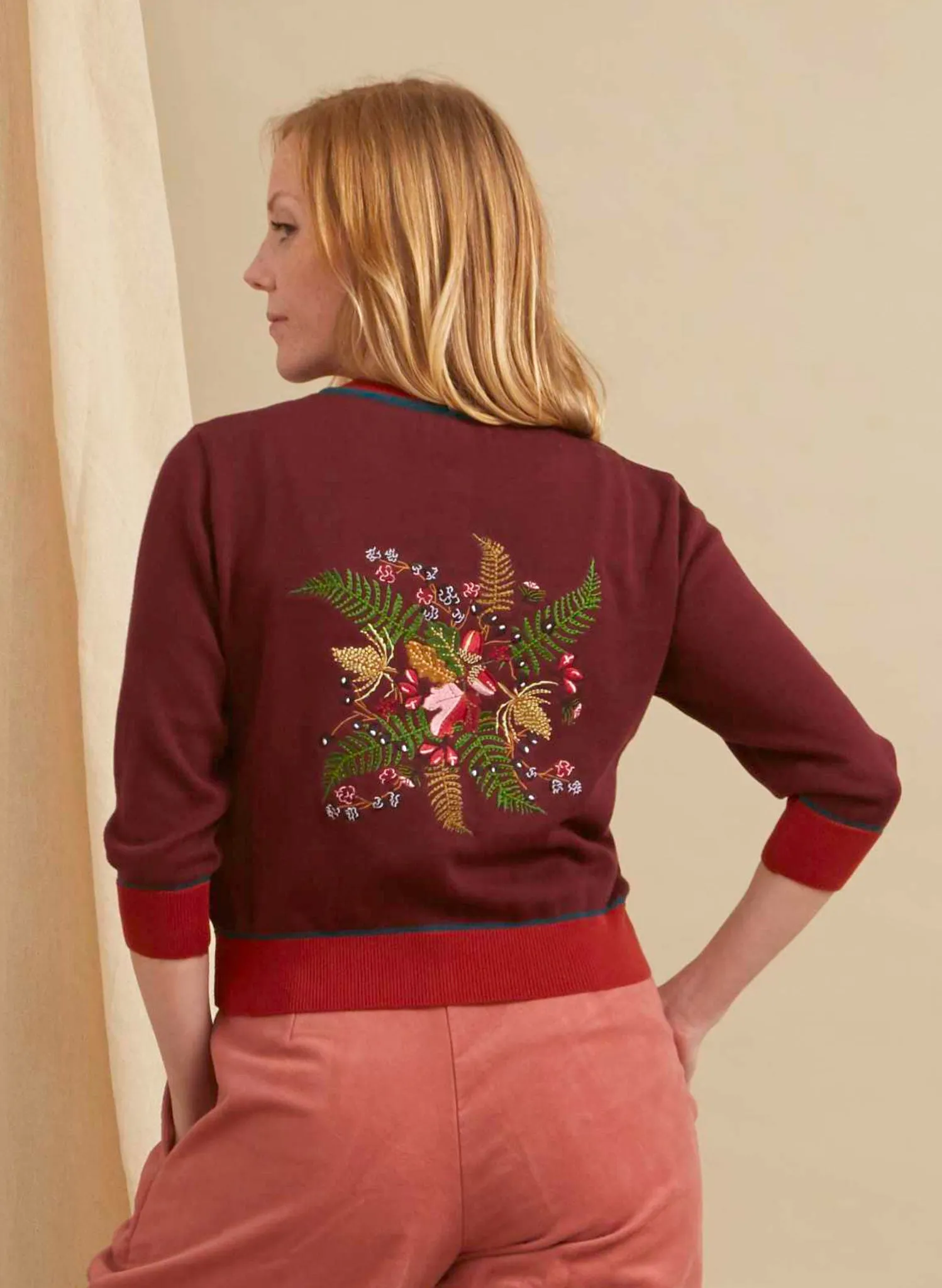 Vera Embroidered Cardigan - Plum Hedgerow