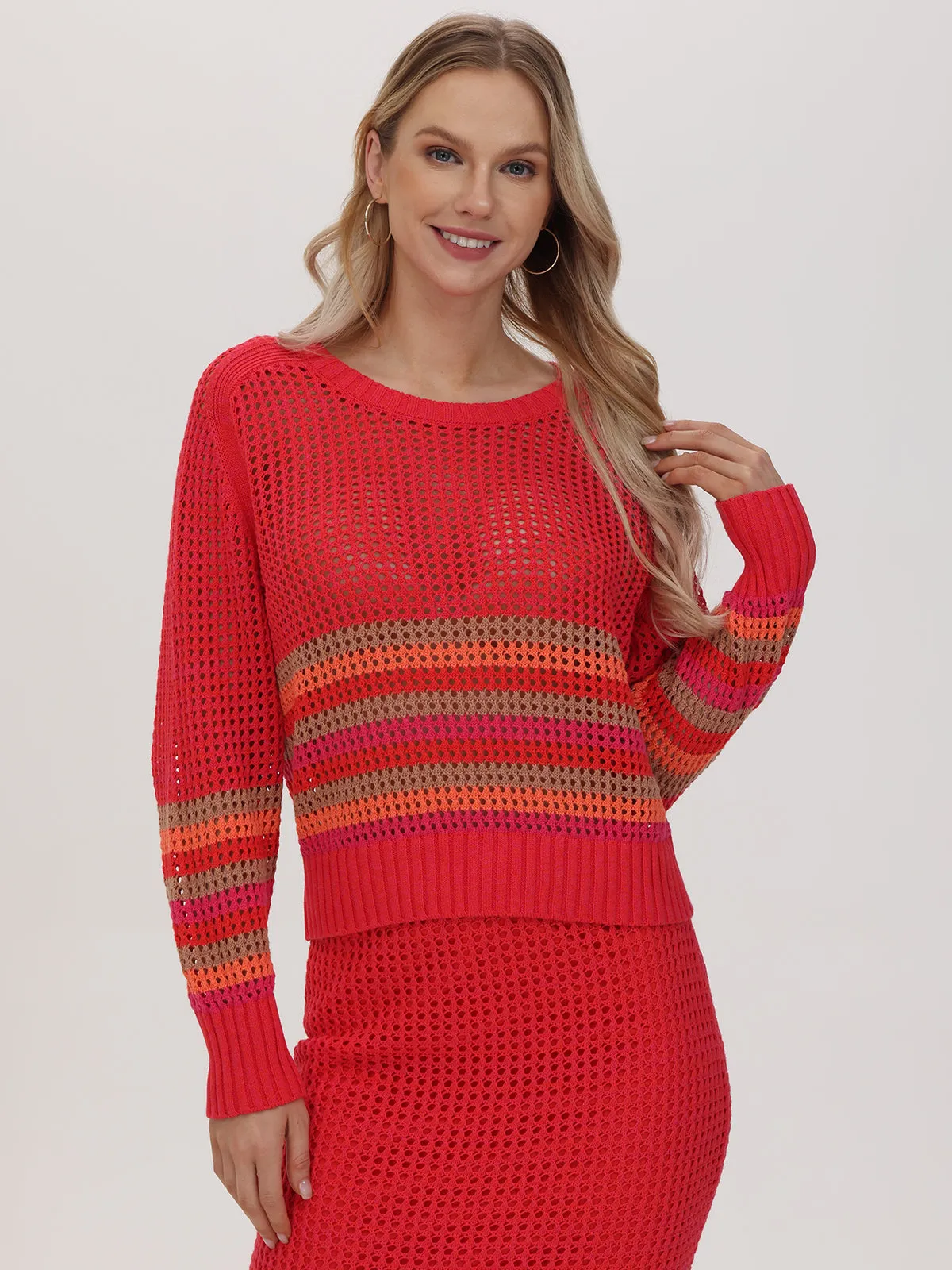 Vienna: 100% Cotton Stripe Pointelle Pullover