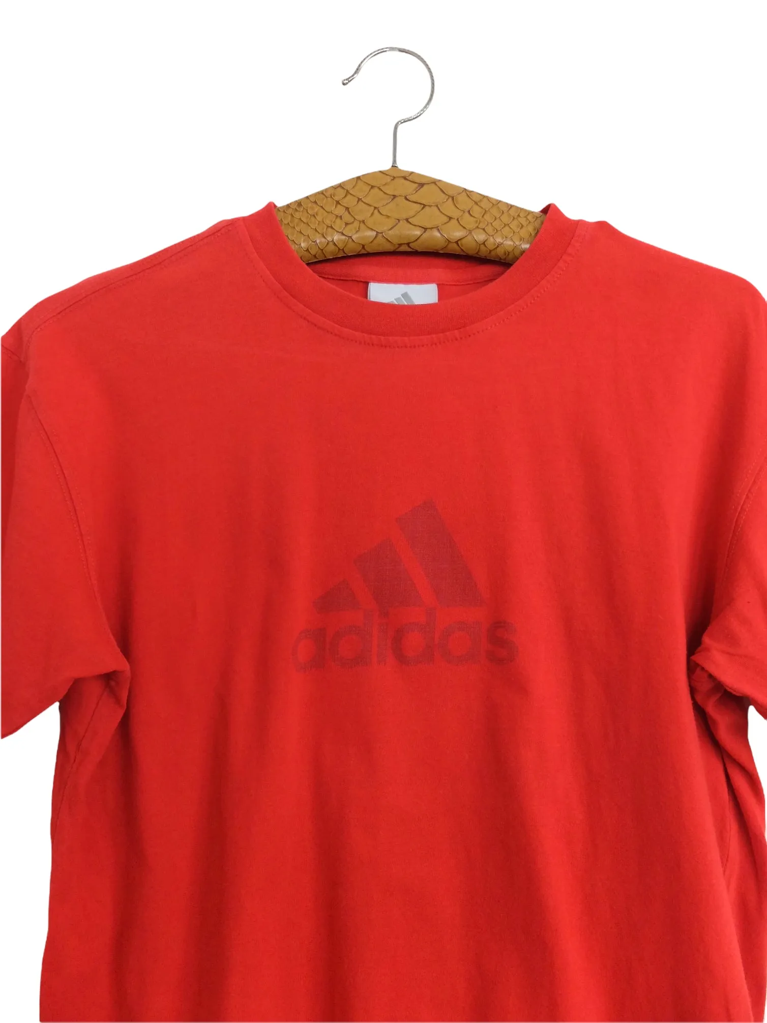 Vintage 00s Y2K Adidas Red Logo Short Sleeve Crew Neck Cotton T-Shirt