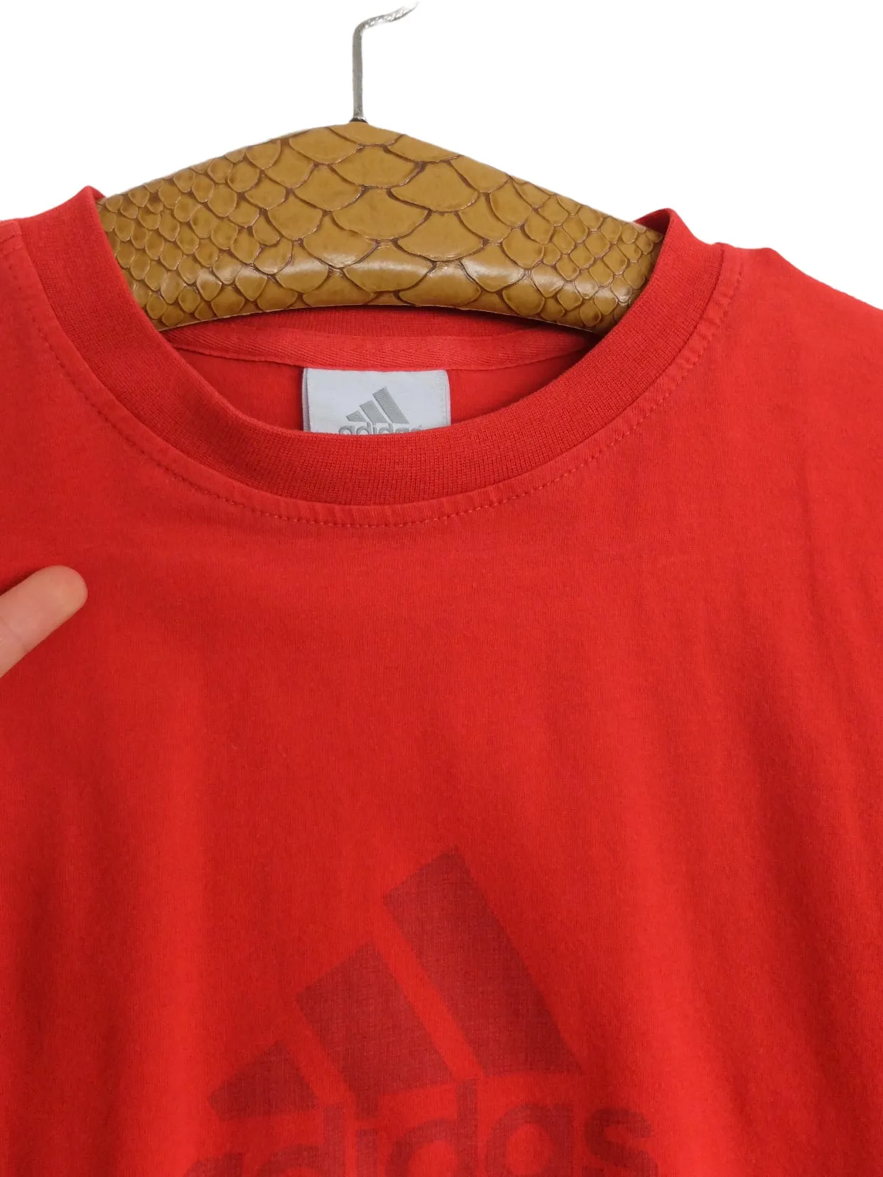 Vintage 00s Y2K Adidas Red Logo Short Sleeve Crew Neck Cotton T-Shirt