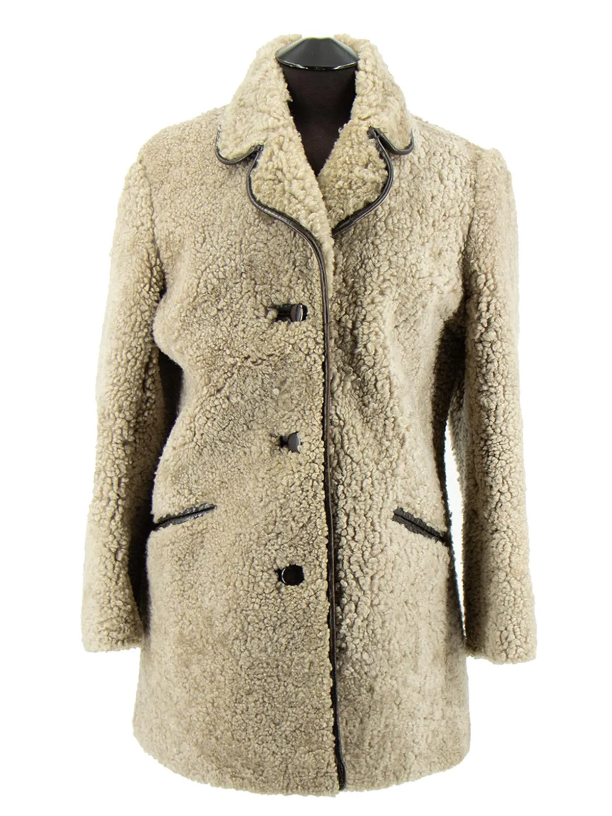 Vintage Blond Sheepskin & Leather Trim Coat