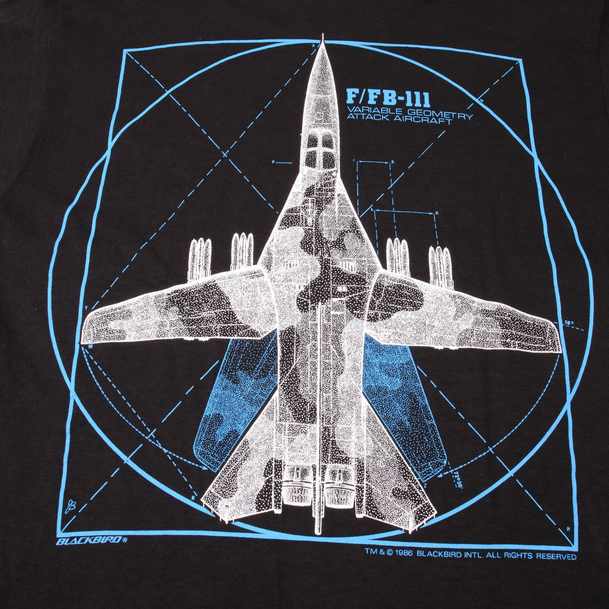 VINTAGE F/FB-111 BLACKBIRD 1986  MILITARY TEE SHIRT MEDIUM MADE USA