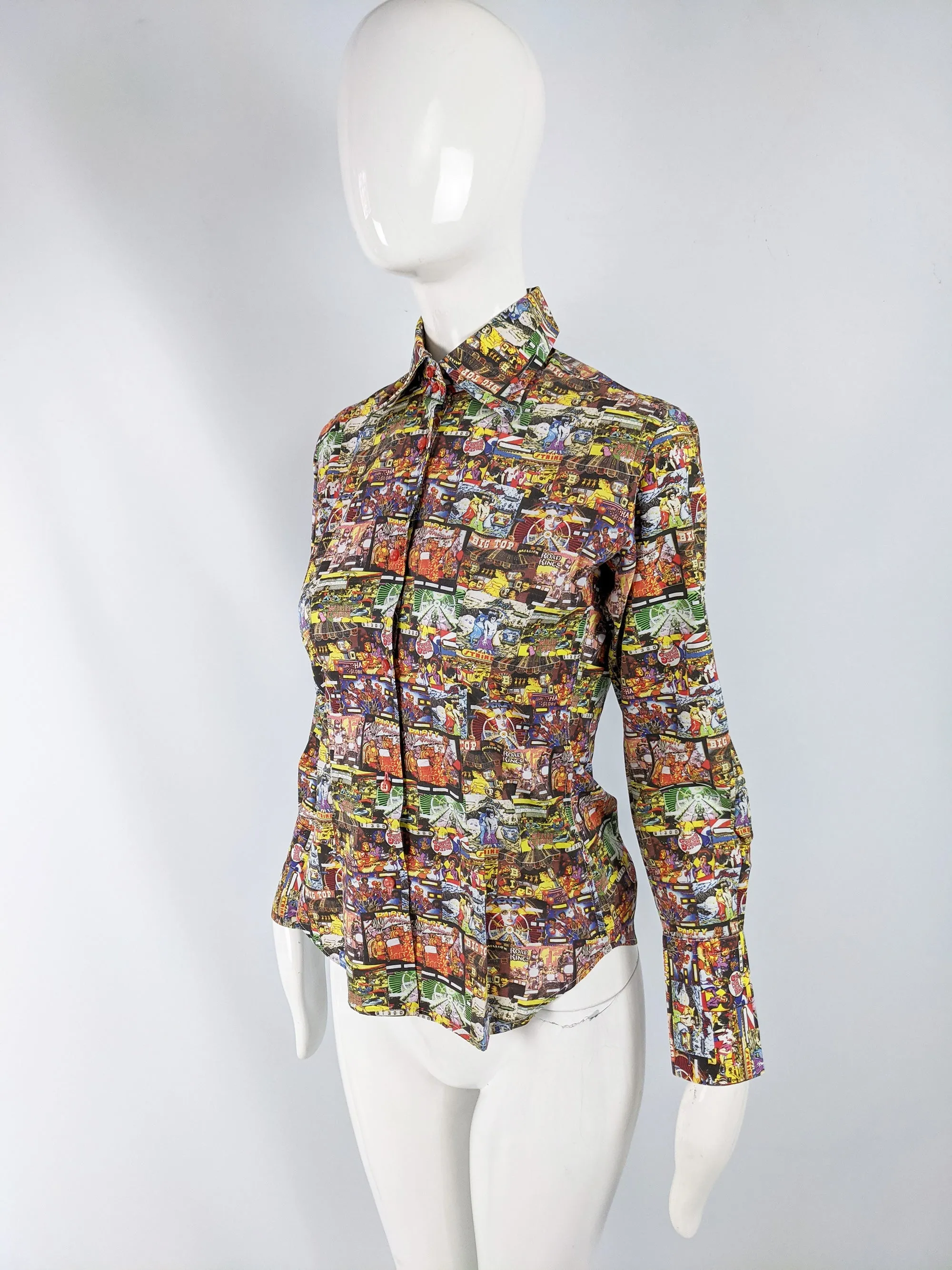 Vintage y2k All Over Print 70s Style Womens Shirt