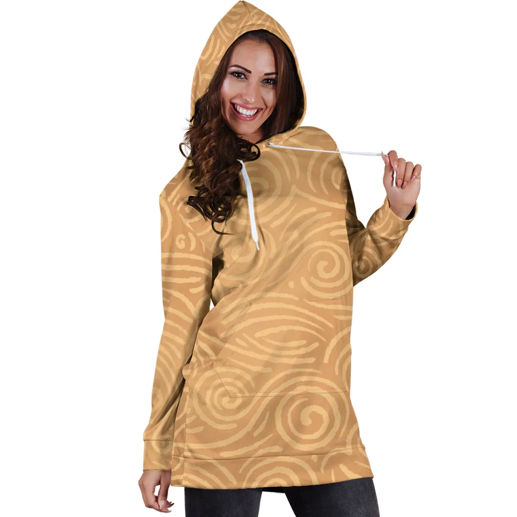 Waves and Spirals - Ocher | Hoodie Dress | Mandalazed