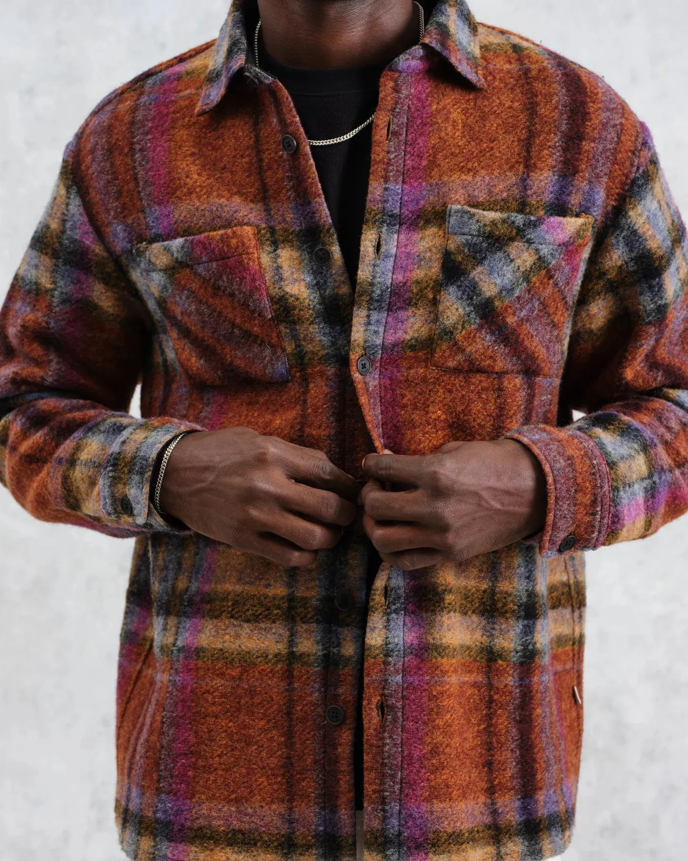 Wax London Whiting Multicolour Wool Check Overshirt - MULTI