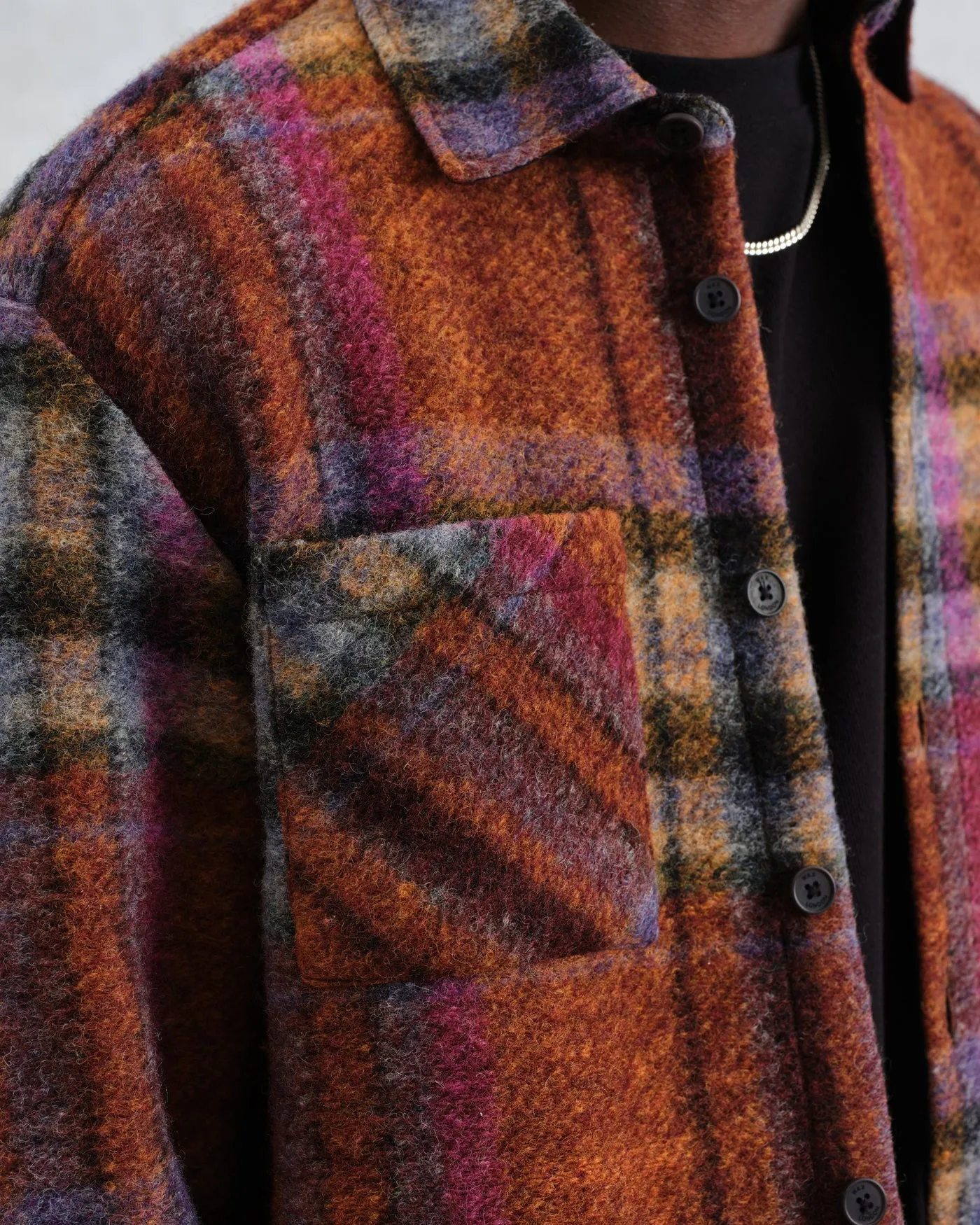 Wax London Whiting Multicolour Wool Check Overshirt - MULTI