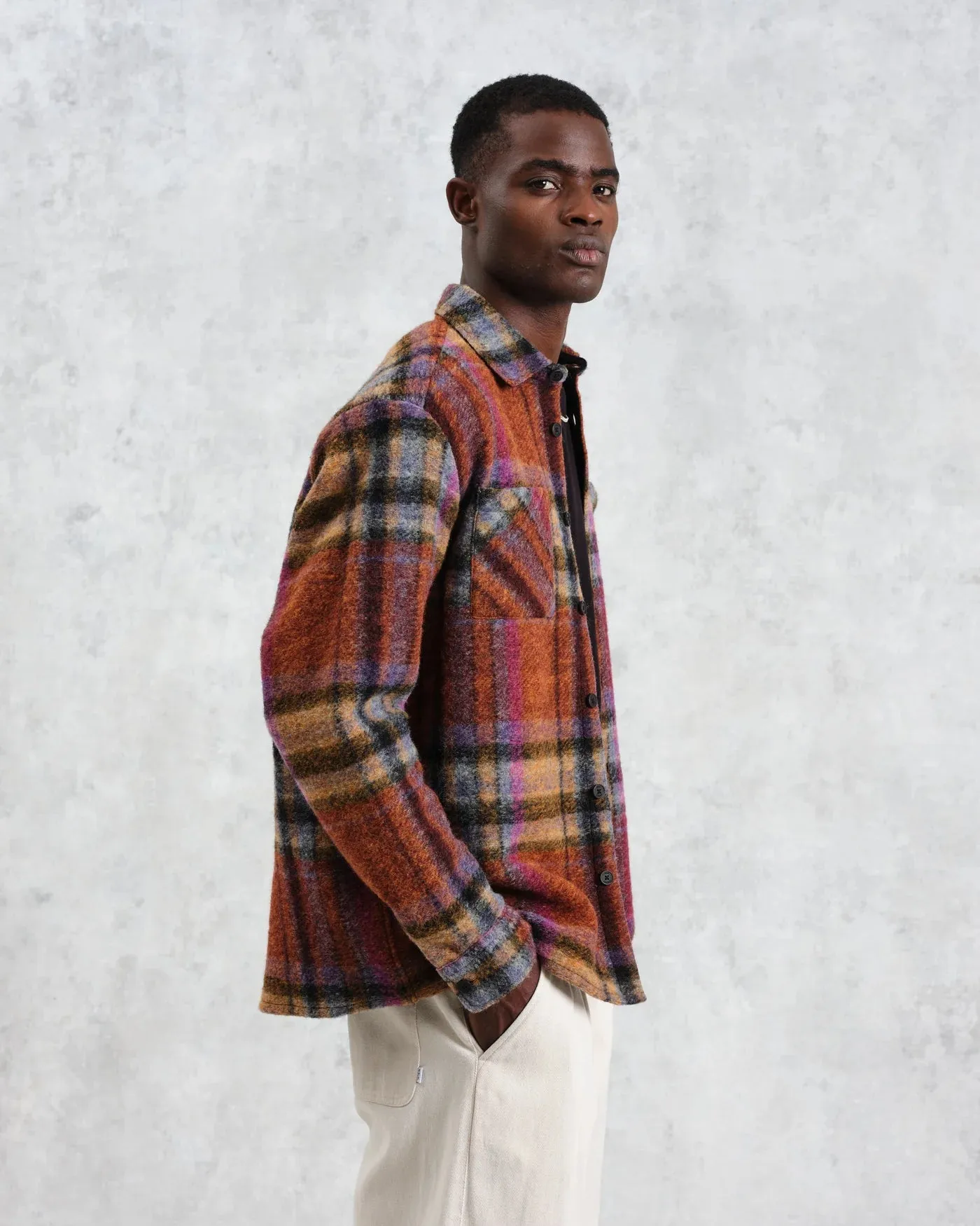 Wax London Whiting Multicolour Wool Check Overshirt - MULTI