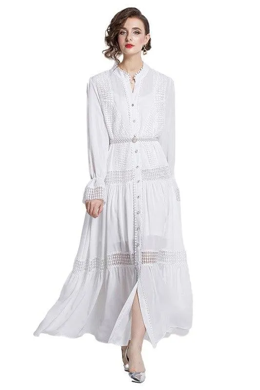 White A-Line Women's Maxi Dress