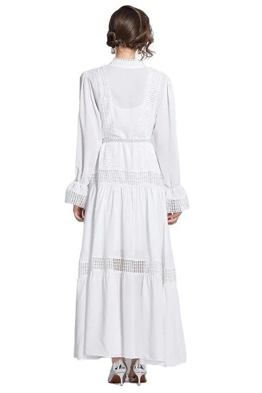 White A-Line Women's Maxi Dress